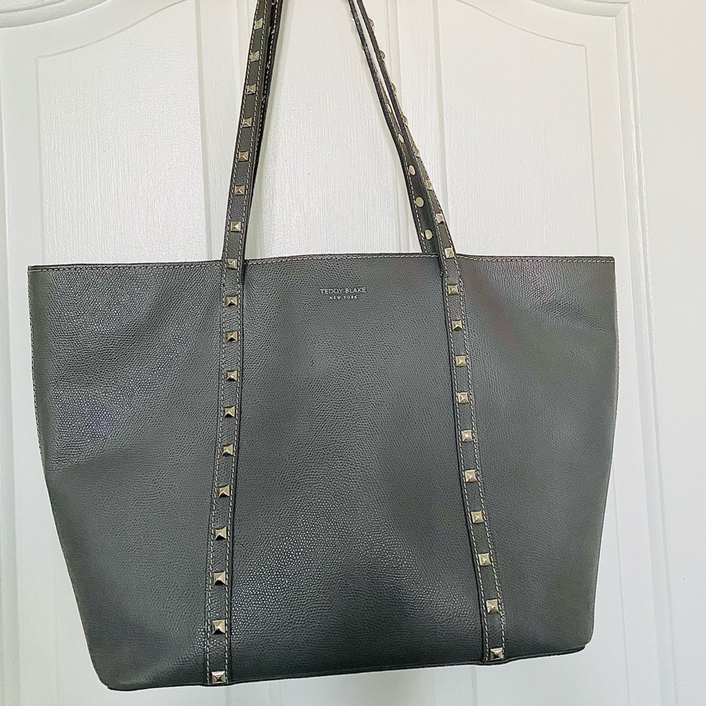 TEDDY BLAKE GREY LEATHER DESIGNER TOTE BAG